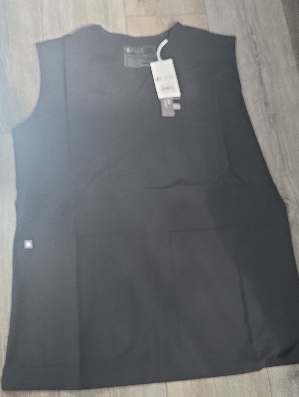 Figs Black Sleeveless Medical Tunic with Front Pockets